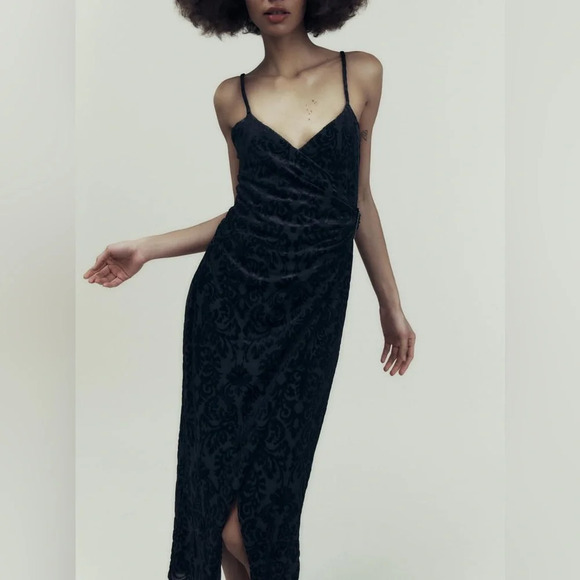 ZARA BUCKLED JACQUARD Velvet DRESS - Picture 5 of 13